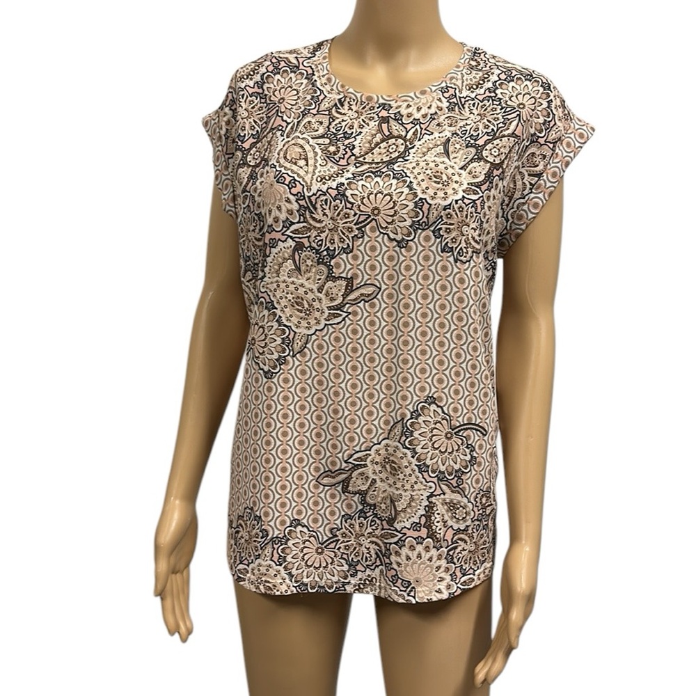 Zara Basic Collection Blouse Front Tee Back Paisl… - image 1